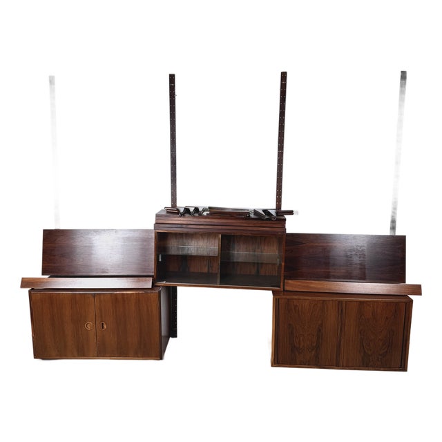 Vintage Rud Thygesen & Johnny Sørensen for Hg Furniture Brazilian Rosewood Hg Systemi Three-Bay Modular Wall Unit, Denmark 1960s For Sale