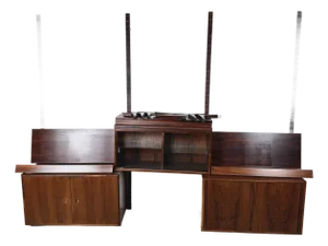 Vintage Rud Thygesen & Johnny Sørensen for Hg Furniture Brazilian Rosewood Hg Systemi Three-Bay Modular Wall Unit, Denmark 1960s