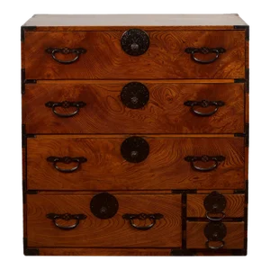 Japanese Meiji Period 19th Century Isho Dansu Clothing Chest with Brown Lacquer