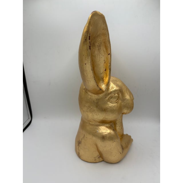 Hand Gilded Distressed Gold Easter Bunny Rabbit Tabletop Decor Sculpture Art For Sale - Image 12 of 13