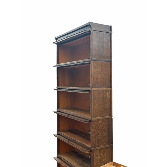 Pair of Antique Arts & Crafts Mission Oak Six Section Barrister Bookcases For Sale - Image 12 of 12