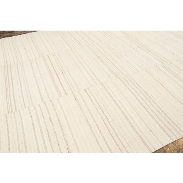 Vintage Panelled Kilim Wool Rug With Stripes in Beige by Rug & Kilim, 1950-1959 For Sale In New York - Image 6 of 9