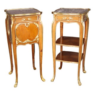 Pair Dore' Bronze Mounted French Louis XV Night Stands Attr. Joseph Zweiner For Sale