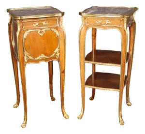 Pair Dore' Bronze Mounted French Louis XV Night Stands Attr. Joseph Zweiner
