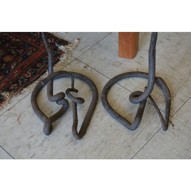 Black Vintage Pair Jack Brubaker Forged Iron Calla Lily Candlesticks Brutalist Industrial / Rustic For Sale - Image 8 of 15