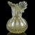 Mid 20th Century Murano Vintage Clear Gold Flecks Bibbles Italian Art Glass Fan Shaped Scissor Cut Rim Flower Vase For Sale - Image 5 of 9