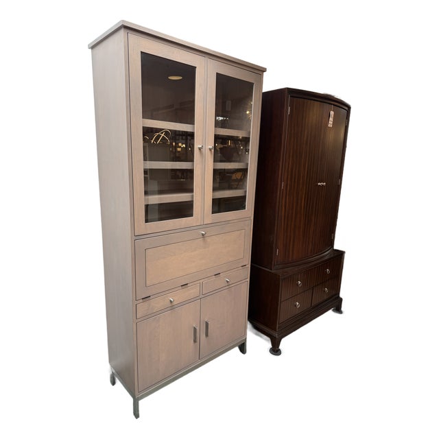 Room & Board Linear Collection Bespoke Cabinet With Secretary, Shell Stain For Sale