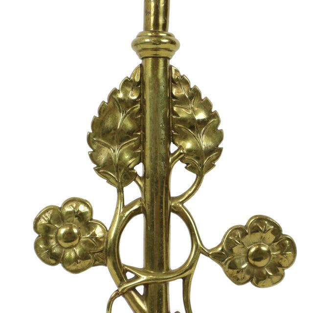 Art Nouveau Style Floral Table Lamp in Brass, 1950s For Sale - Image 13 of 16