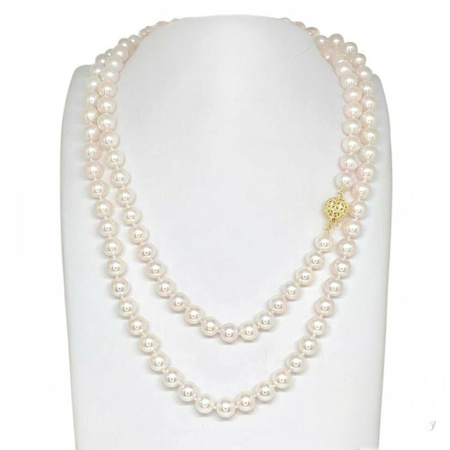 Diamond Akoya Pearl Necklace 14k Gold Certified For Sale - Image 9 of 9