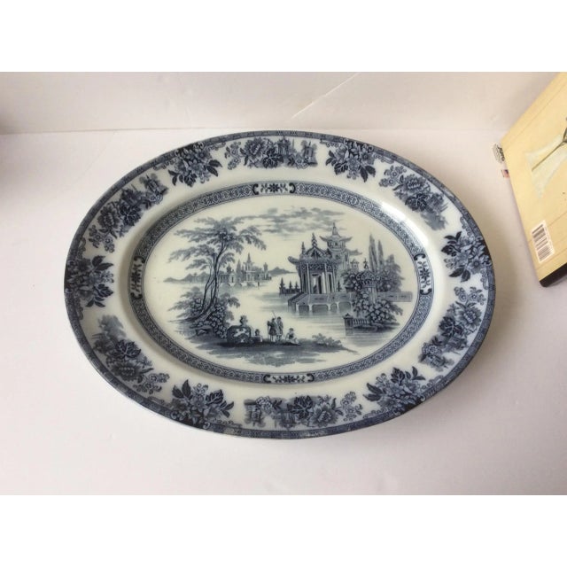 Blue Blue & White Chinoiserie Platter For Sale - Image 8 of 9