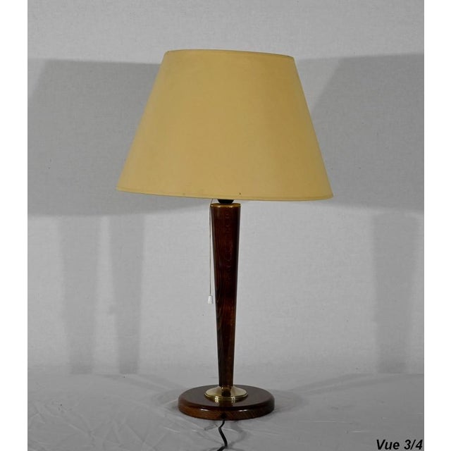 Mahogany and Brass Table Lamp in the style Mazda, 1950s For Sale - Image 13 of 18