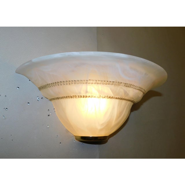 White 1970s Italian Milky White Uplight Sconces, a Pair For Sale - Image 8 of 9