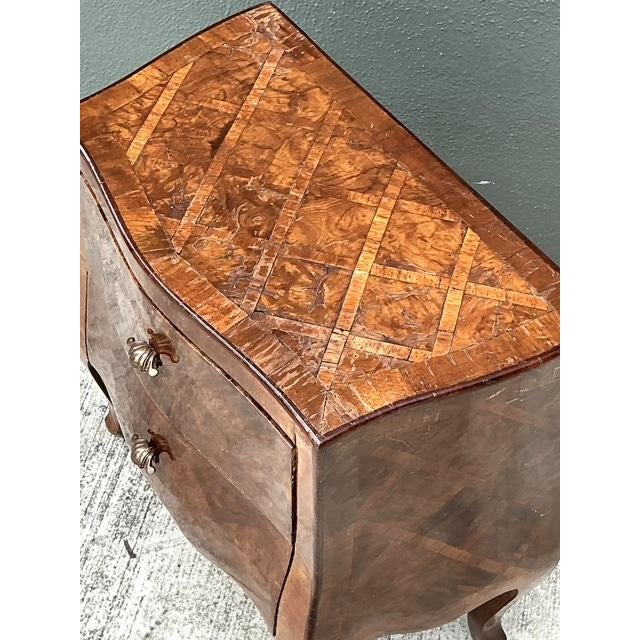 Brown Vintage Italian Trellis Burl Petite Commode For Sale - Image 8 of 11