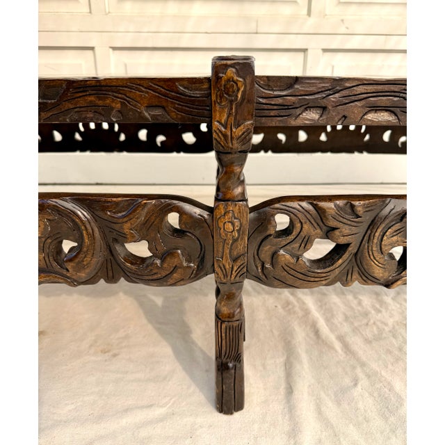 English English Carolean Revival Style Carved Wood Coffee Table With Cherubs & Crown Motif For Sale - Image 3 of 15