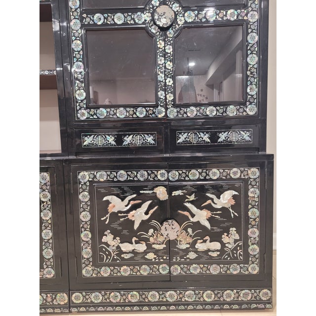 Vintage Korean 3-Piece Mother-of-Pearl Display Cabinet Wall Unit For Sale In Washington DC - Image 6 of 15