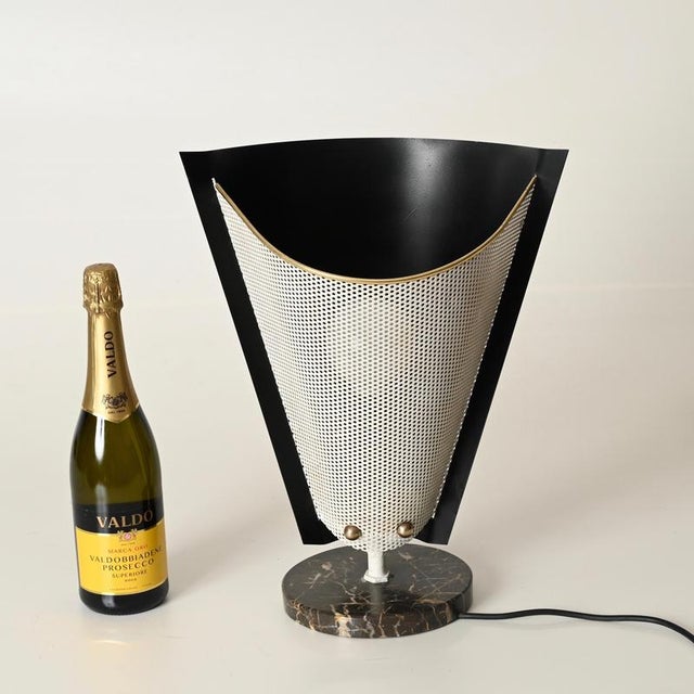 Metal Table Lamp in Marble, Brass and Metal attributed to A. Lelli for Stilnovo, Italy, 1950s For Sale - Image 7 of 14