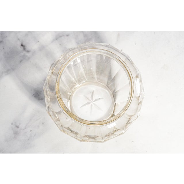 Wonderful Large Antique Sterling Silver Crystal Vanity Jar Edwardian Faceted Dresser Cut Crystal For Sale - Image 15 of 17