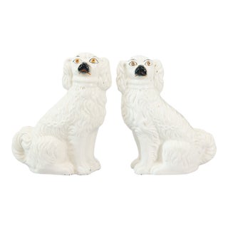 Antique 19th Century English Staffordshire Spaniel Dogs - A Pair For Sale