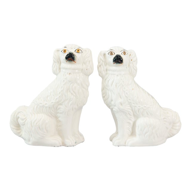 Antique 19th Century English Staffordshire Spaniel Dogs - A Pair For Sale