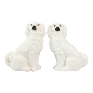 Antique 19th Century English Staffordshire Spaniel Dogs - A Pair