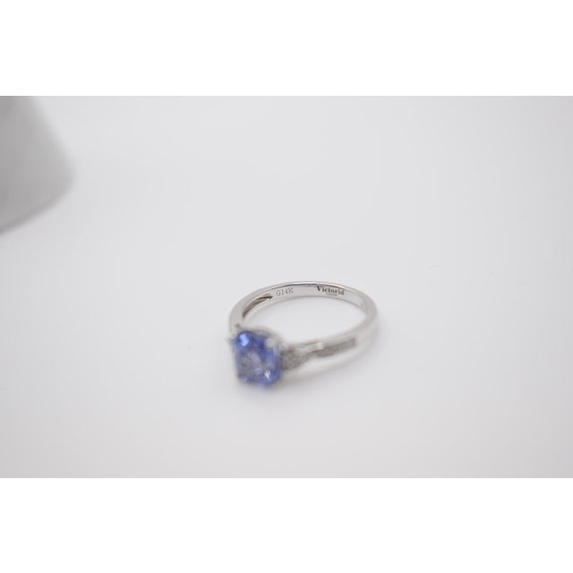 Metal Late 20th Century Tanzanite and Diamond Ring, Size 5.5 For Sale - Image 7 of 9