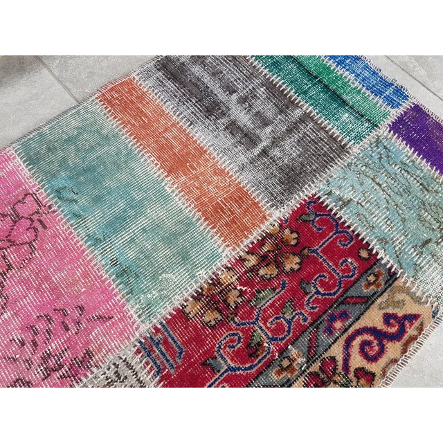 Pink Mid 20th Century Handmade Entry Wool Runner For Sale - Image 8 of 10