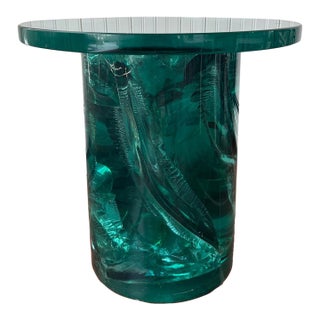 Resin Accent Table With Glass Top For Sale