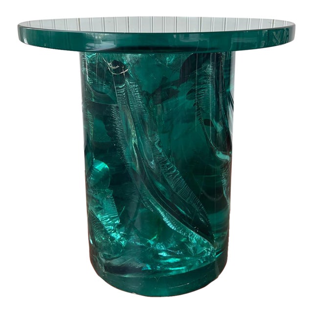Resin Accent Table With Glass Top For Sale