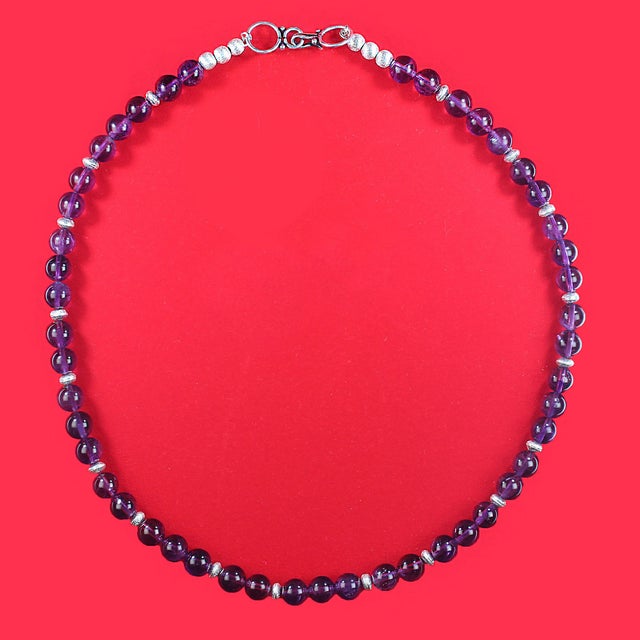 Ajd 19.5 Inch Highly Polished Transparent Amethyst Necklace For Sale - Image 4 of 5