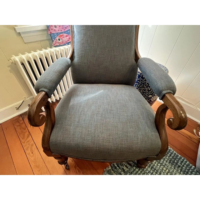 19th Century English Library or Voltaire Armchair on Casters For Sale In New York - Image 6 of 8