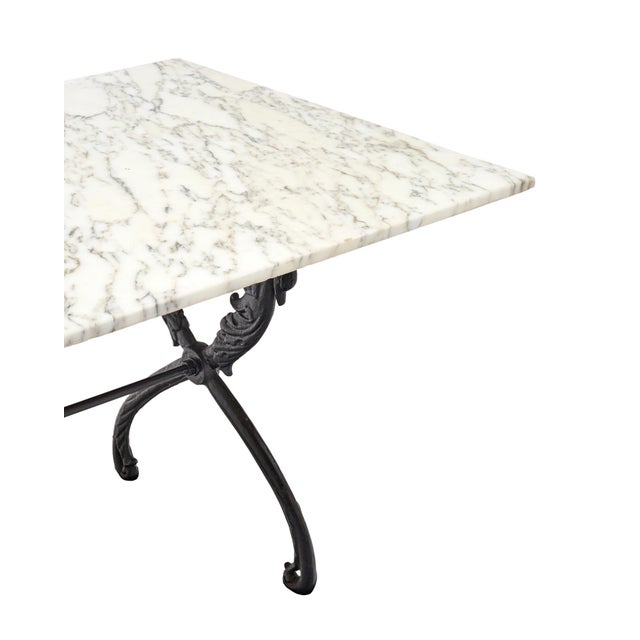 French Art Deco Period Garden Table, Marble and Iron For Sale - Image 4 of 9