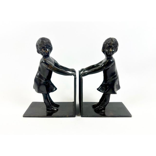 Art Deco Style Bronze Andrea Bookends from Sadek Import Co., 1960s, Set of 2 For Sale - Image 9 of 11