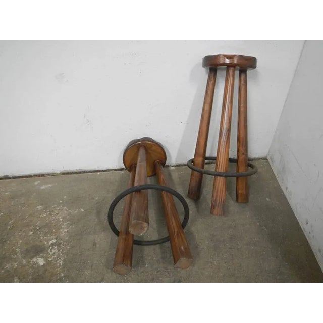 Set of Vintage Rustic Stools, 1980 For Sale - Image 9 of 10