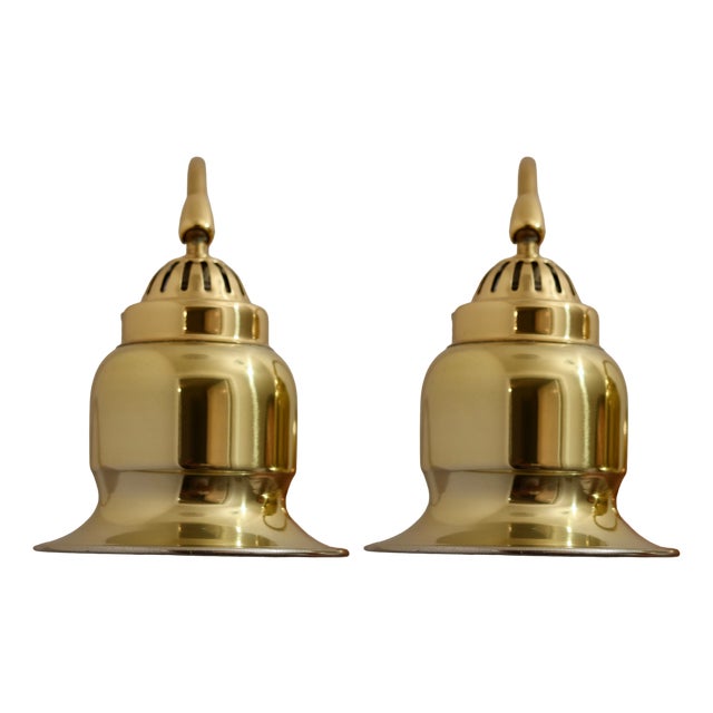 Vintage Swedish Brass Wall Lamps by Dahlquist and Johansson, 1960s, Set of 2 For Sale