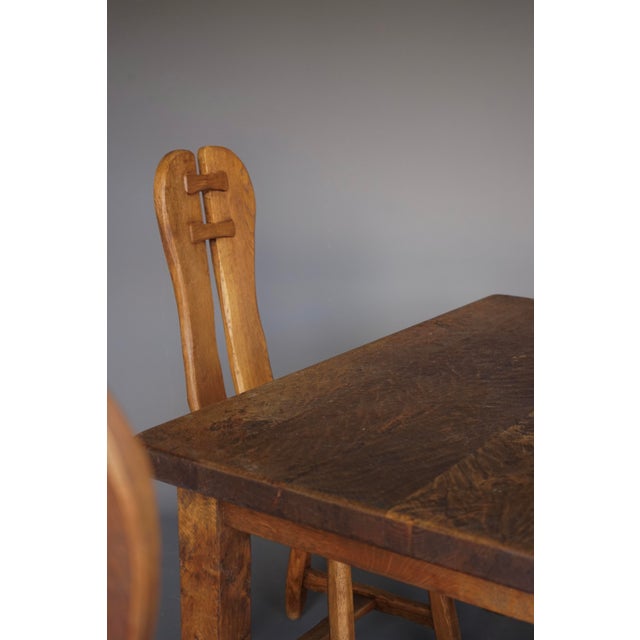 Brutalist Oak Dining Chairs from De Puydt, 1970s, Set of 4 For Sale - Image 6 of 17