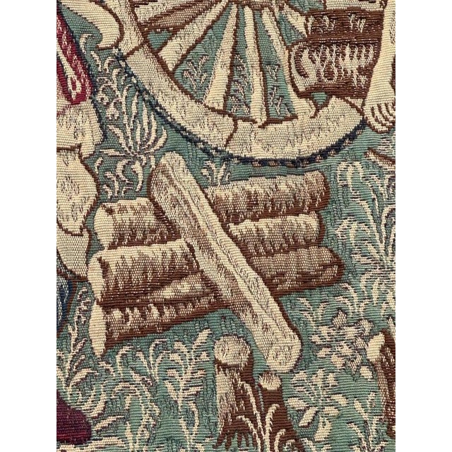 Vintage Aubusson Médiéval Design Jacquard Tapestry Woodcutters, 1960s For Sale - Image 6 of 18