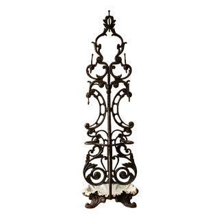 Antique Victorian Ornate Cast Iron Hall Stand with Marble Base, 19th Century For Sale