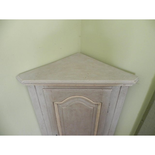 Wood Corner Cupboard in Distressed Lacquer For Sale - Image 7 of 9