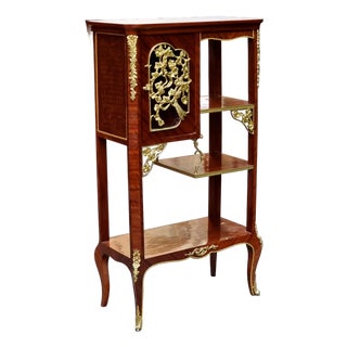 French Louis XVI Étagère – Mahogany Display Cabinet With Gilded Bronze Ormolu Details For Sale