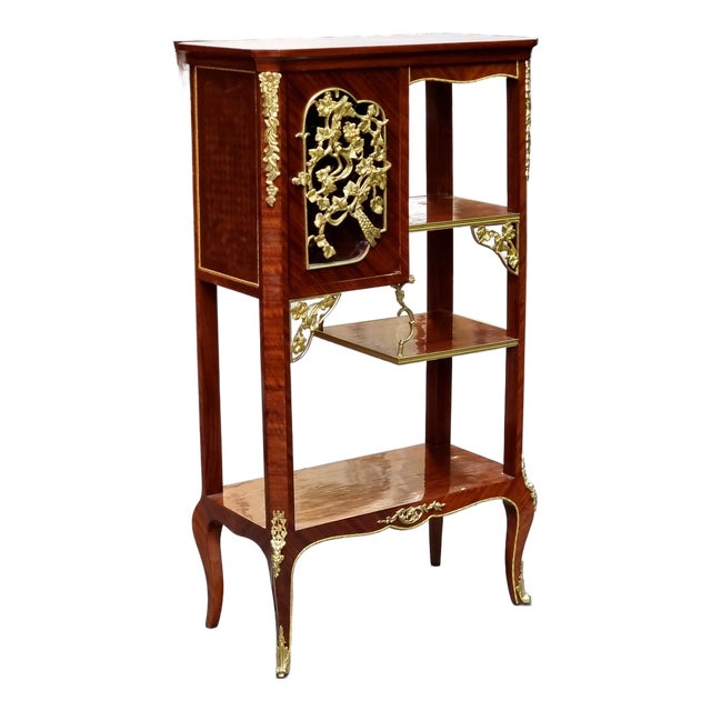 French Louis XVI Étagère – Mahogany Display Cabinet With Gilded Bronze Ormolu Details For Sale