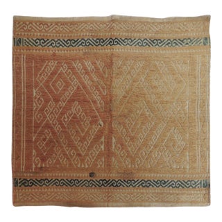 Rare Blue and Yellow Woven Antique Tampan Textile from Sumatra For Sale