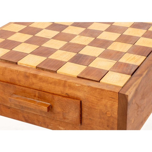Brown Contemporary Carved Wood Chess Table and Chessmen For Sale - Image 8 of 9