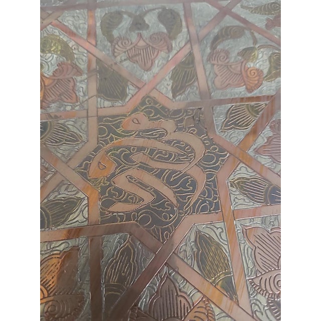 Antique Syrian Damascus Ware Brass Copper Inlaid Mamluk Revival Tray For Sale - Image 12 of 14