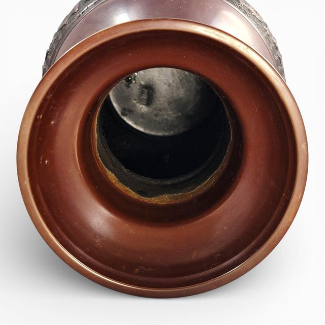 Large Japanese Meiji–Taishō Archaistic Bronze Hu Vase, Takaoka Circle For Sale - Image 9 of 17