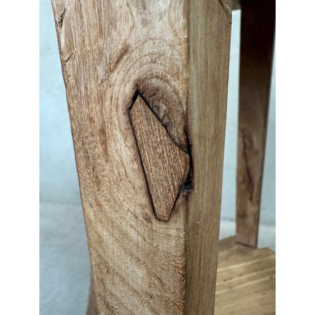 Wood Round Wooden Side Table For Sale - Image 7 of 10