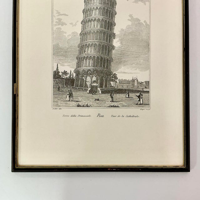 Vintage Architectural Print Engraving of the Leaning Tower of Pisa, Italy, Artist Signed in Plate For Sale - Image 9 of 14
