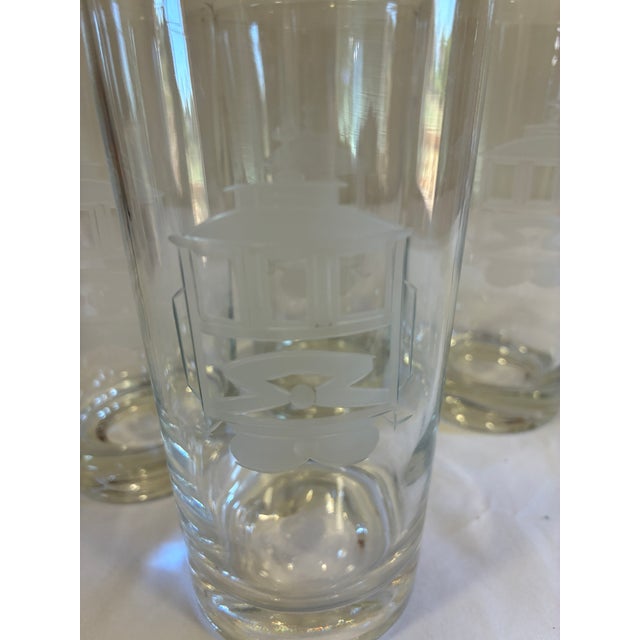 Mid-Century Modern Vintage Etched Streetcar Tumbler Glasses, Set of 4 For Sale - Image 3 of 8