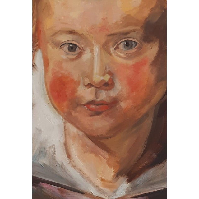 Antique Oil Painting: "Portrait of a Girl" by Ukrainian Artist Artemieva 60-40 For Sale - Image 4 of 6