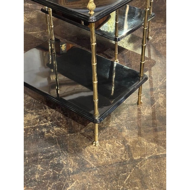 Pair of Italian Regency Style Black Lacquered Tables For Sale In Dallas - Image 6 of 6