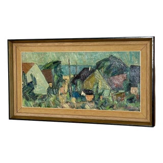 Carl Berndtsson, Fiskeläge, 1960s, Oil on Canvas For Sale